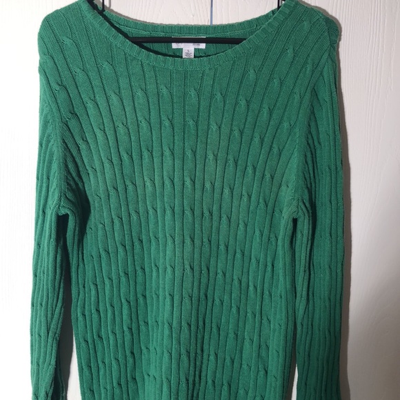 croft & barrow Tops - Croft & borrow green Cable knit sweater fisherman sweater
